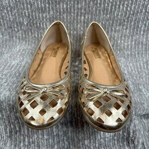 Twiggy London Gold Holiday Party Metallic Perforated Ballet Flats Size 8.5